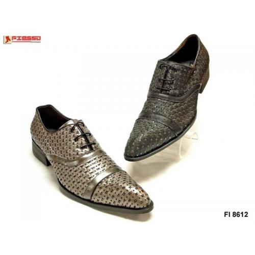 Fiesso Gold Lurex Weaved Leather Shoes FI8612